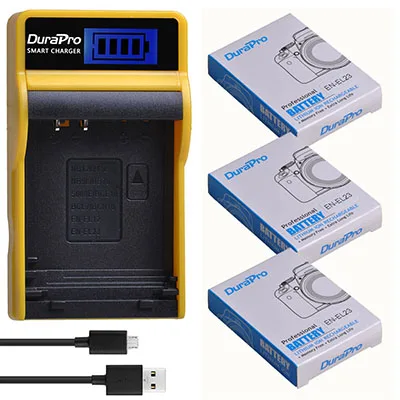 3 Battery Set DuraPro 1850mAh EN-EL23 EN EL23 Camera Li-ion Battery+ LCD USB Charger For Nikon COOLPIX P900, P610, P600, B700, S810c Camera - Цвет: 3 Battery Set