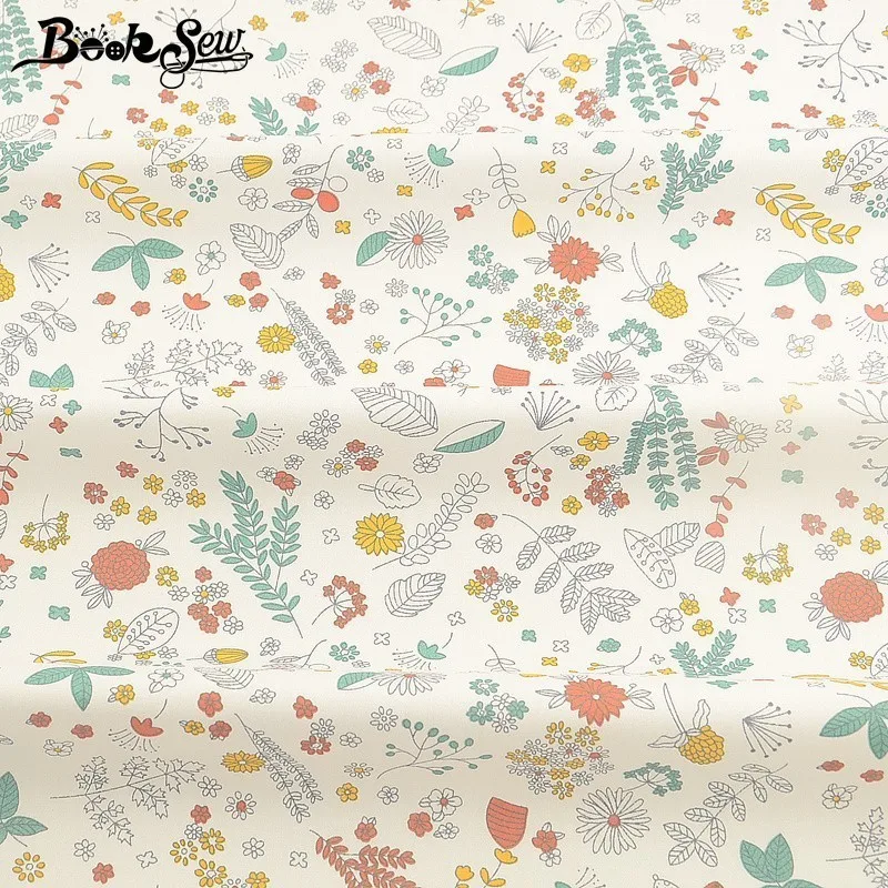 Booksew печатные цветы хлопок саржевая ткань домашняя Ткань DIY платье простыня Лоскутная диванная подушка для детей ручной работы