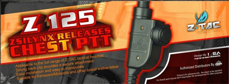 Z-Tac Tactial PTT Push-To-Talk Silynx выпускает грудь тактическая гарнитура адаптер Yaesu Motorolar Midland PTT Z125