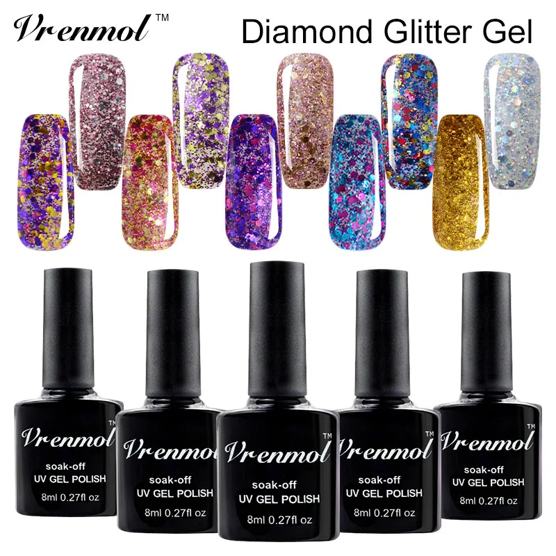 Vrenmol 3D Блестящий Алмазный Гель-лак отмачиваемый долговечный лак для ногтей УФ-и