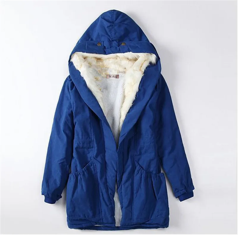 blue Однотонные меховые парки mujer, хлопковая стеганая куртка с капюшоном, зимнее пальто для женщин, Повседневная парка для женщин, женская зимняя куртка TT1562 - Цвет: blue