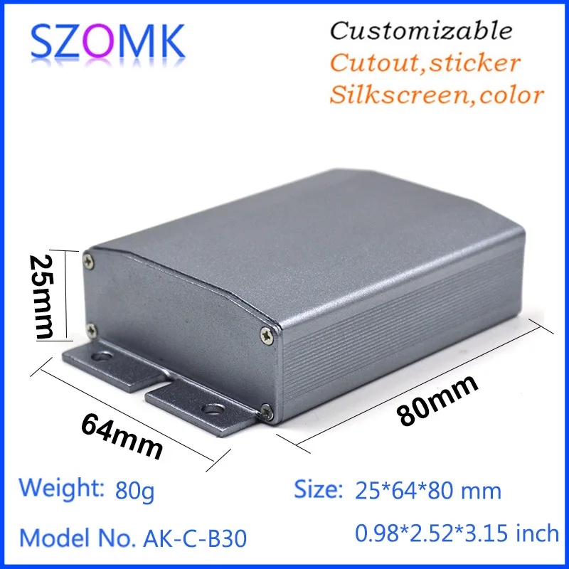 1 шт. 25*64*80 мм серый экструдированный алюминиевый корпус управления коробка