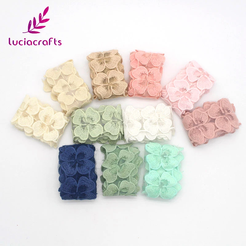 Lucia crafts 5 см Хлопок Вышитая аппликация цветок кружева ленты головной убор аксессуар для одежды Сделай Сам 1 ярд/лот N0819