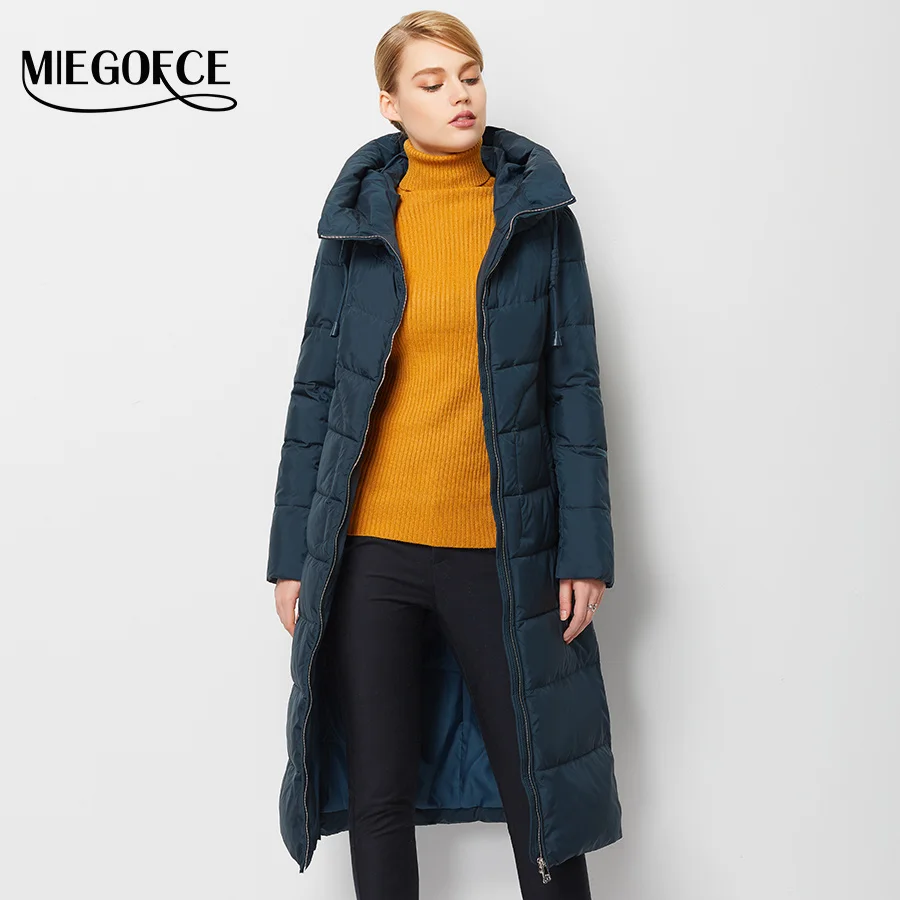 Новая Зимняя Коллекция MIEGOFCE 2016 Женский Зимний Пуховик Длинная Теплая Женская
