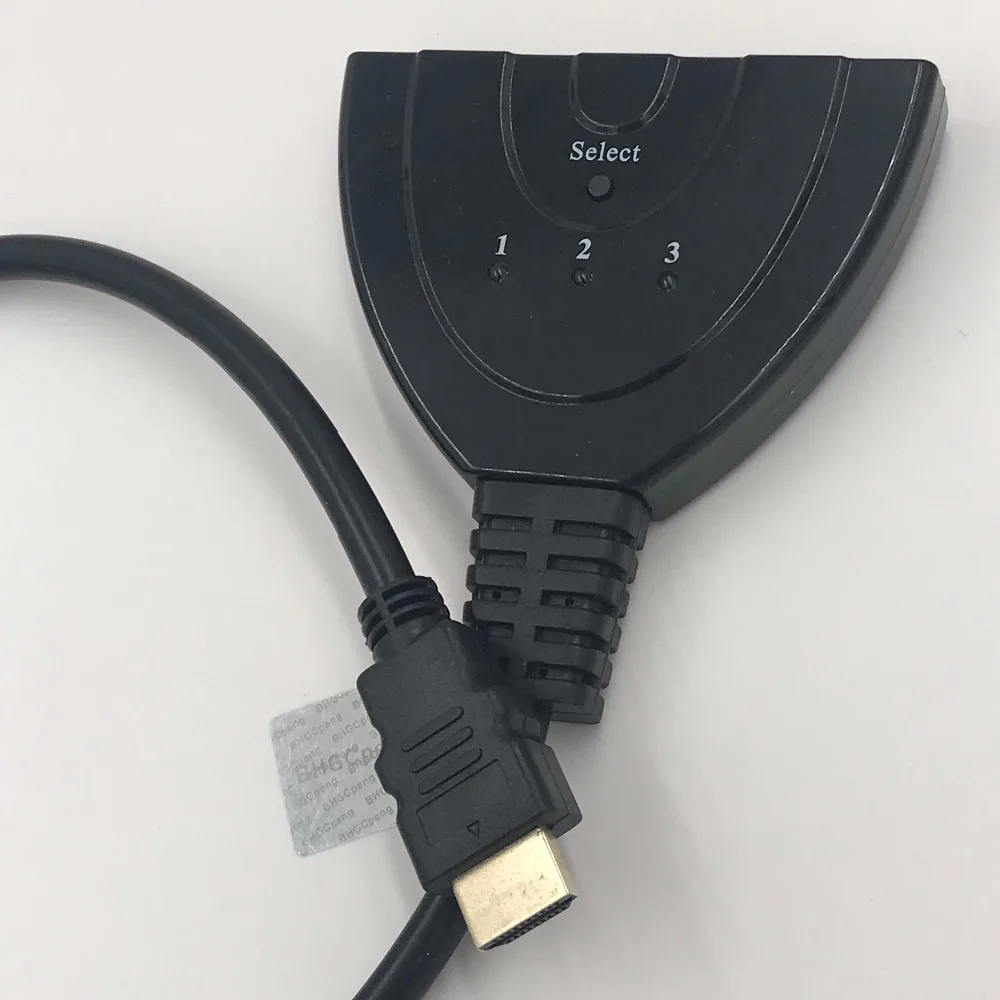 HDMI сплиттер 3 входа 1 из тройной Женский к Мужской высокоскоростной 3F-M сплиттер золотистое соединение тонкой работы