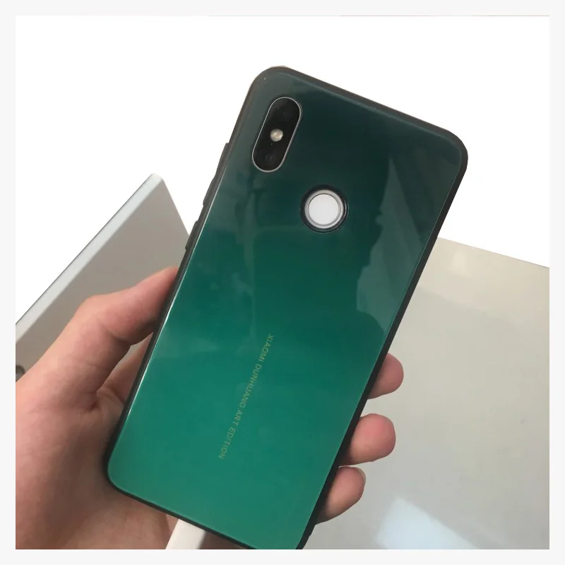 Изумрудно-зеленый закаленное стекло задняя крышка чехол для xiaomi mi Mix 2 s защитные