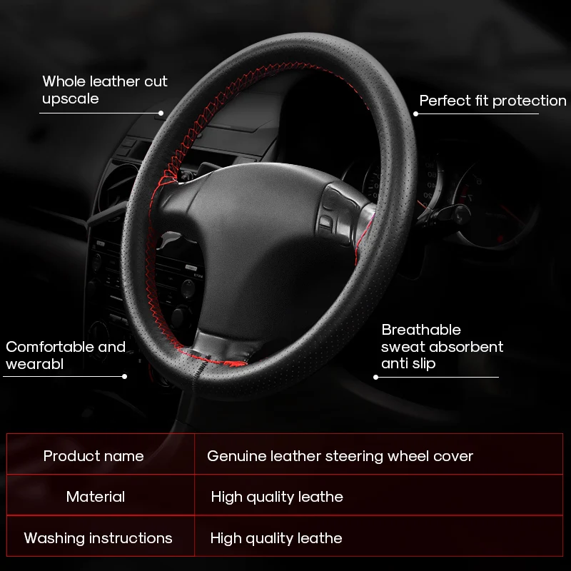 WCaRFun DIY Black Leather Hand-stitched Car Steering Wheel Cover for Lada Vesta