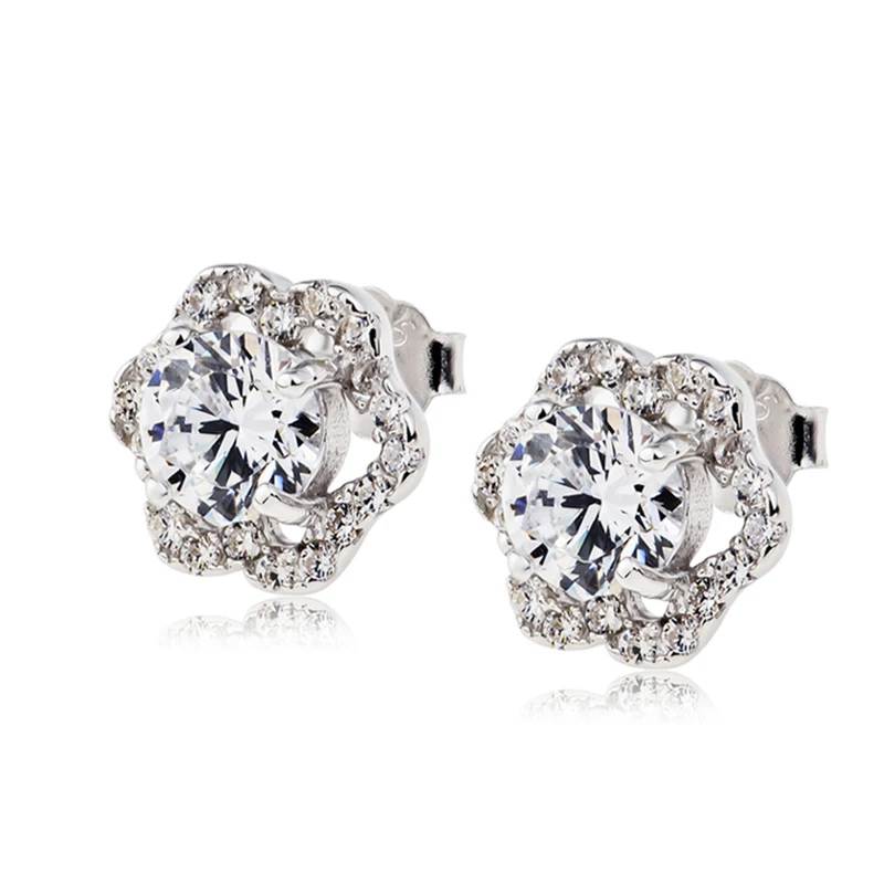 

GNE0900 100% Изящные серьги из стерлингового серебра 925 пробы красивые серьги с цветком из кристаллов модные ювелирные изделия и аксессуары для ж...