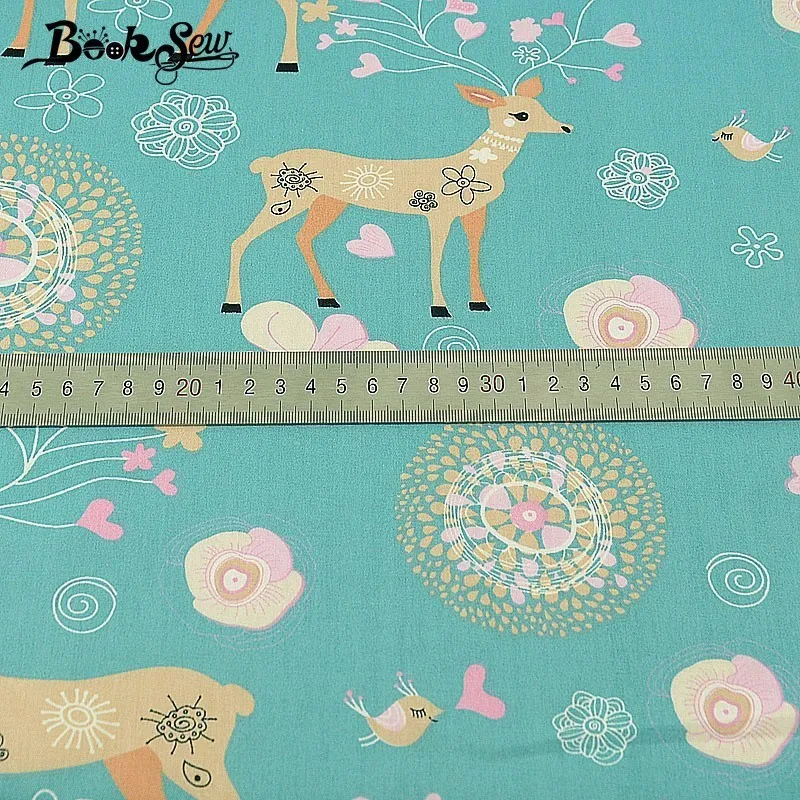 Тканевая саржевая ткань Booksew из 100% хлопка с рисунком оленя дизайнерская швейная