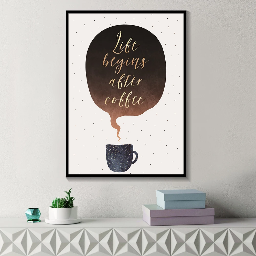 Холст печати плакатов Кухня украшение красивый Мрамор разных кофейные чашки