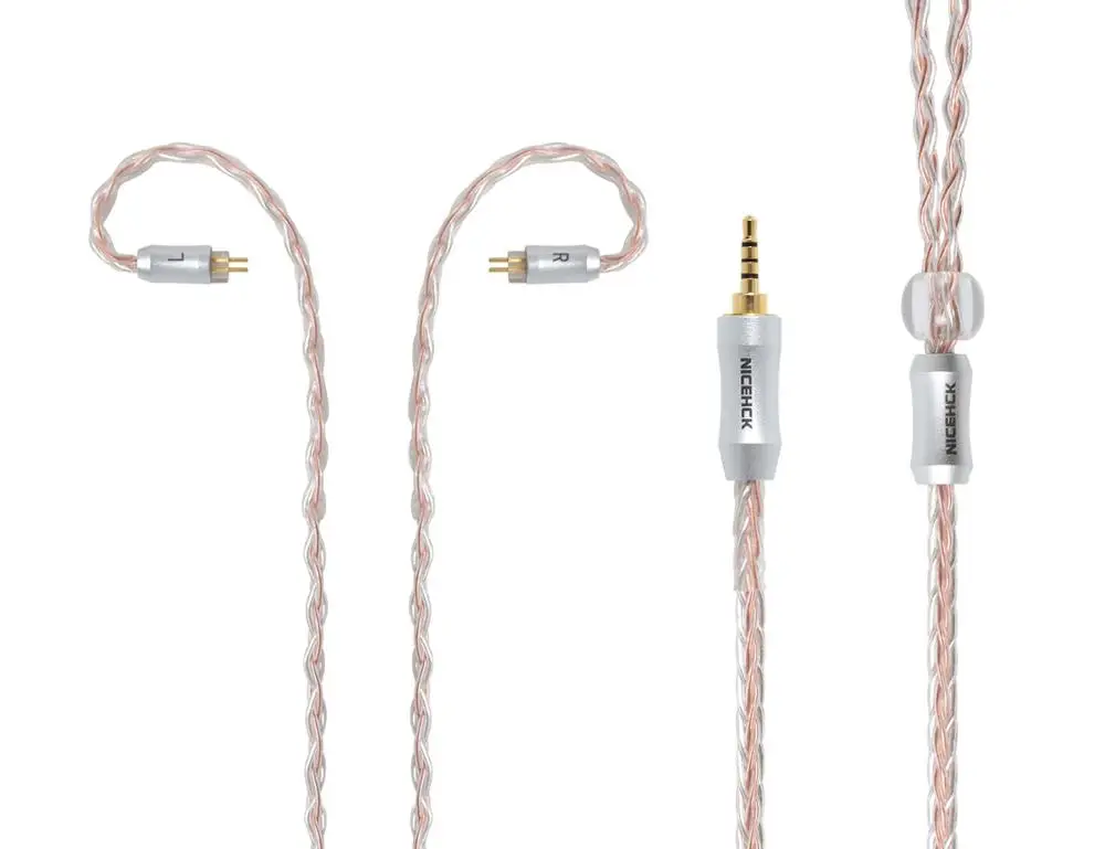 2.5mm With 2Pin NICEHCK 8 ядро Медь серебро смешанные кабель MMCX/2Pin 3,5/2,5/4,4 мм для съемки C12 C16 ZS10 ZSX V90 TFZ NICEHCK NX7 Pro/DB3/F3/M6 - Цвет: 2.5mm With 2Pin