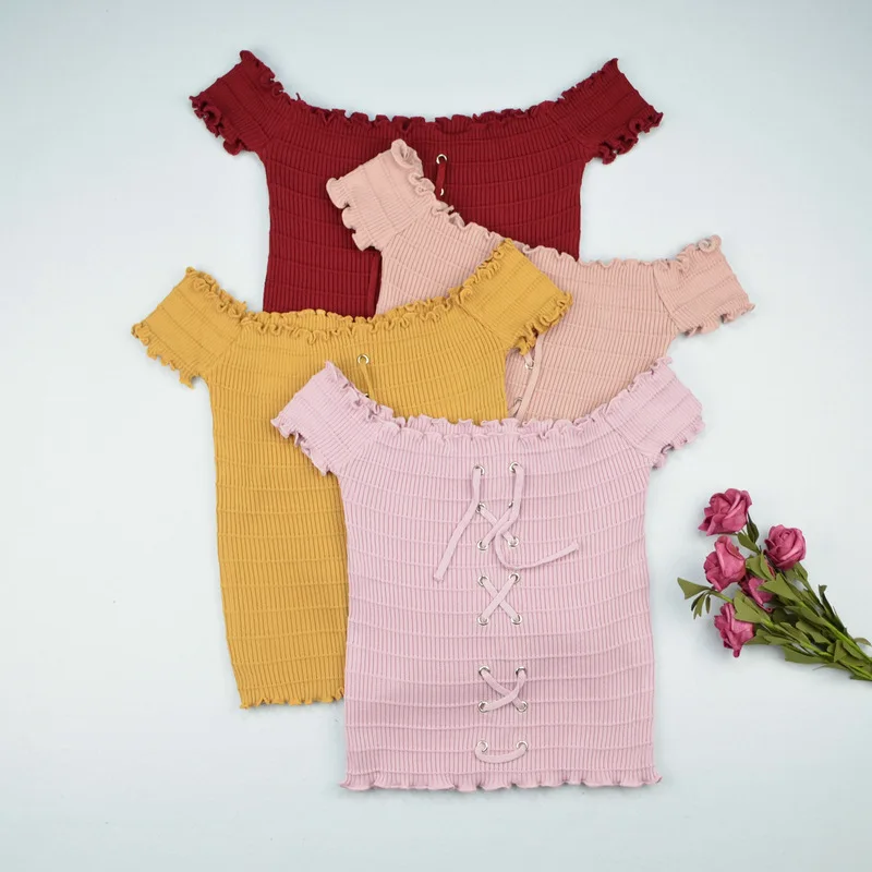 Шнуровка Ruched с открытыми плечами крючком сексуальное бюстье Бралетт короткий топ для женщин летний женский Тонкий Фитнес короткий топ жилет