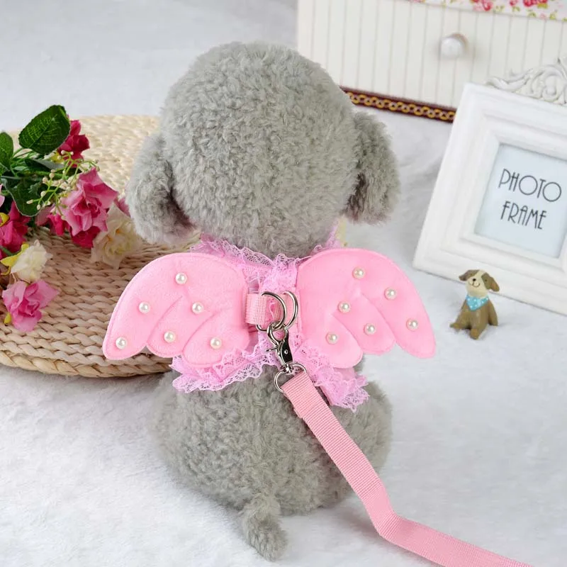 Princess Lace Edge Dog Vest Harness Padded Cotton Soft Collar for Dogs Puppy Cute Wings Pet Outdoor Training Leads 10E | Дом и сад