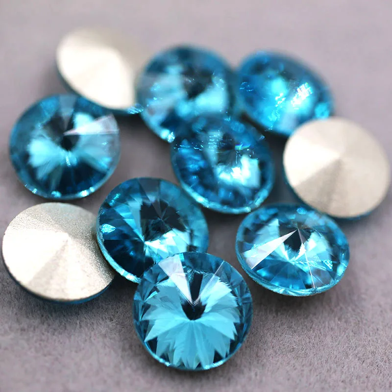 New arrival High quality Lake blue strass crystal glass round shape glue rhinestones for clothing wedding decoration nail art | Дом и сад