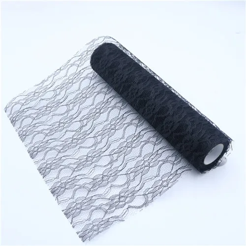 black 0,33*10 ярдов кружева рулонные Тюлевая Ткань DIY Baby Shower пачка юбка украшение на День Благодарения Свадебная вечеринка стол флаг украшения для дома - Цвет: black