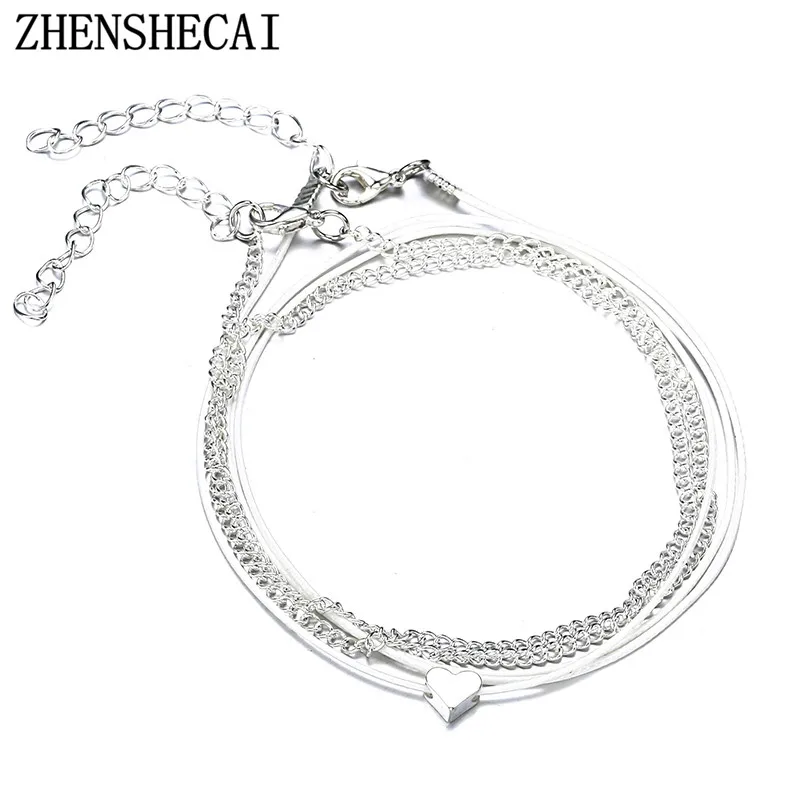 2018 женские ножные браслеты в форме сердца Простые сандалии кроше ювелирные