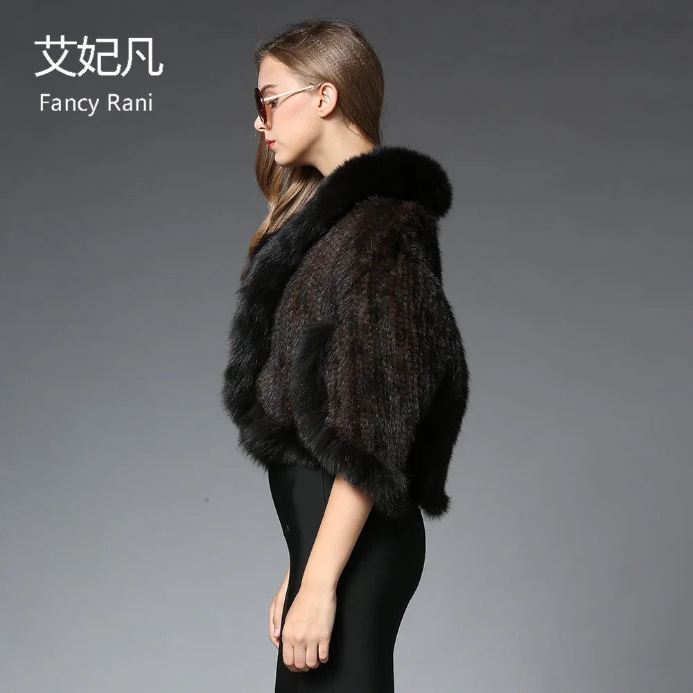 Новинка 2018 стильная шаль из натурального вязаного меха норки пончо с отделкой