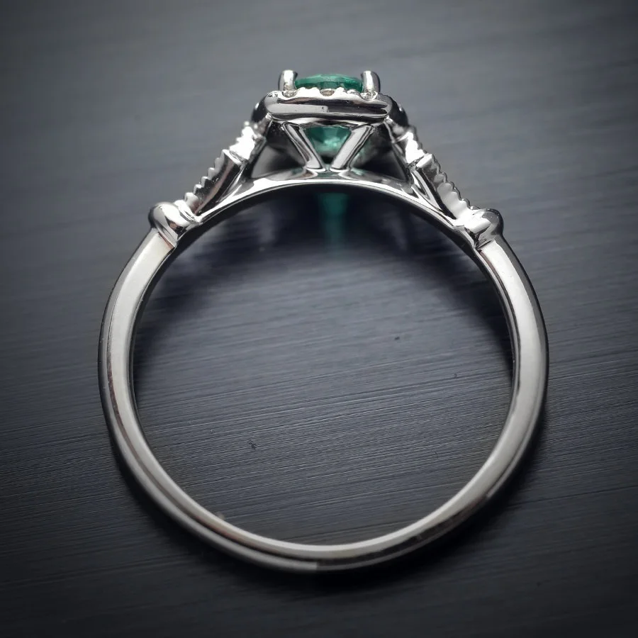 

OMHXZJ Wholesale European Fashion Woman Man Party Wedding Gift Luxury Square White Green AAA Zircon 18KT White Gold Ring RR642