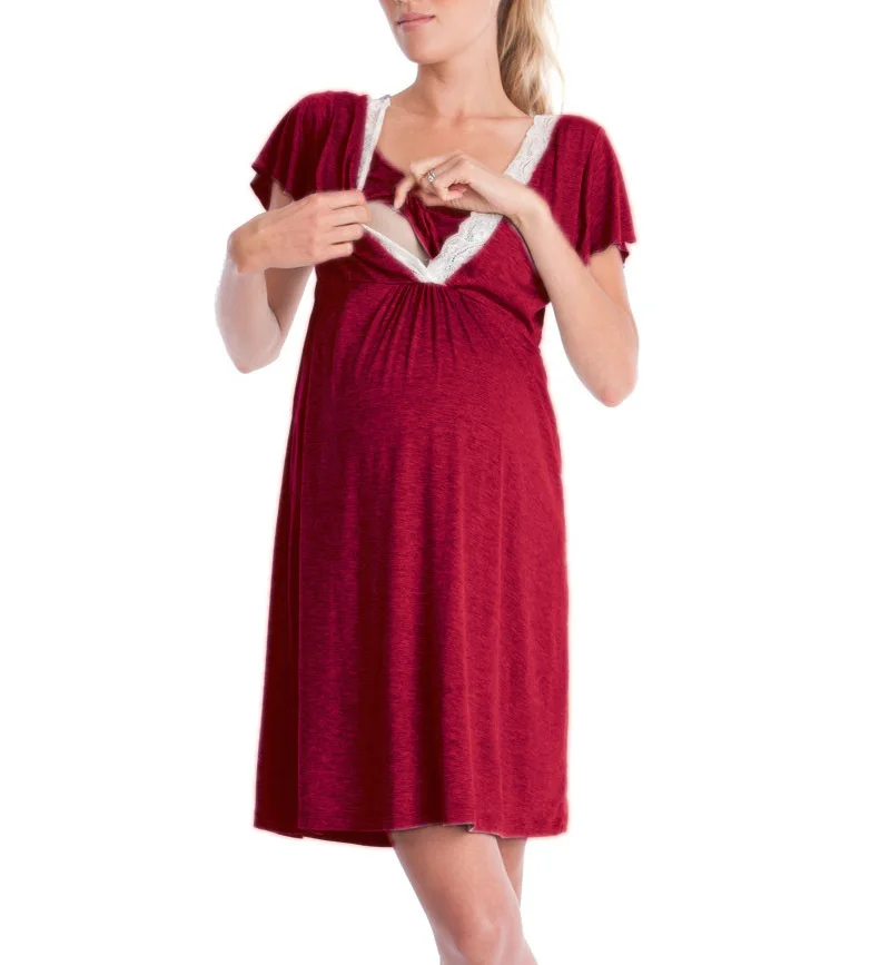 

Summer short Sleeve Nursing pregnant nightdress pajamas Breastfeeding Clothes nightgown for pregnant women Maternity Dresses