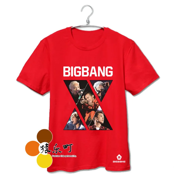 Мужская и женская футболка с принтом bigbang летняя черная короткими рукавами