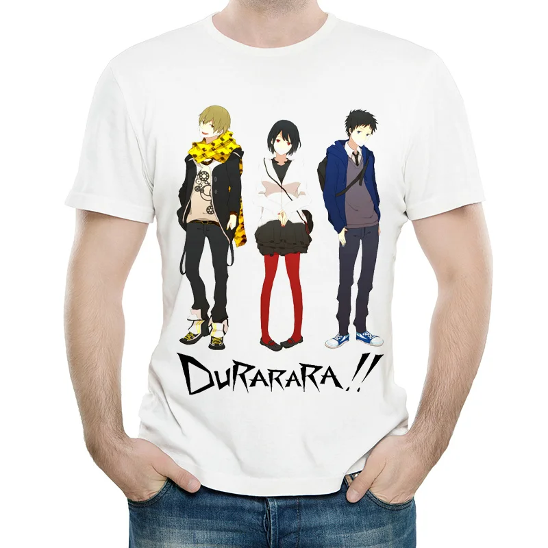 

Anime DRRR T-Shirt White Color Short Sleeve Mens Fashion DuRaRaRa Tops Tees All Season Fit Casual Celty Sturluson Print Clothes