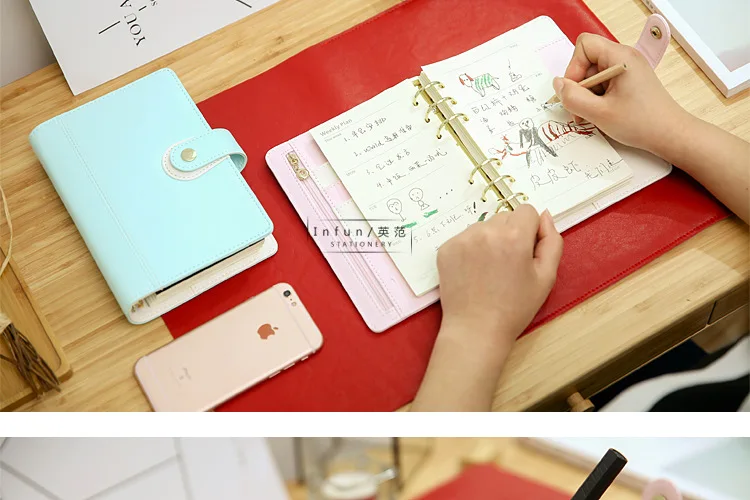 Yiwi A6 креативный кожаный блокнот A5 A6 вкладыш блокнот на спирали, дневник Kawaii блокнот s и Jourals милый планировщик