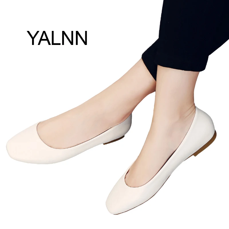 YALNN/офисная обувь на плоской подошве с квадратным носком кожаные туфли платформе
