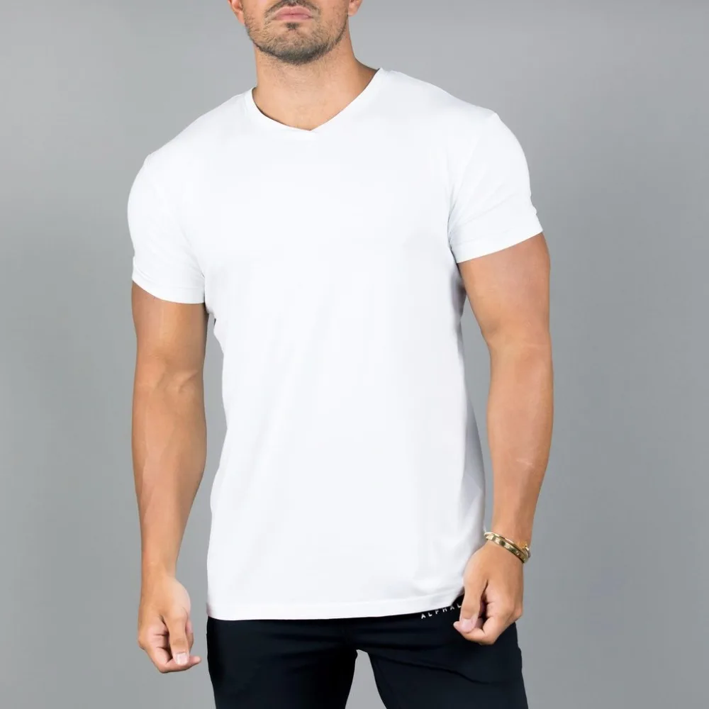 Мужские футболки с коротким рукавом спортивные Alphalete топы v-образным вырезом