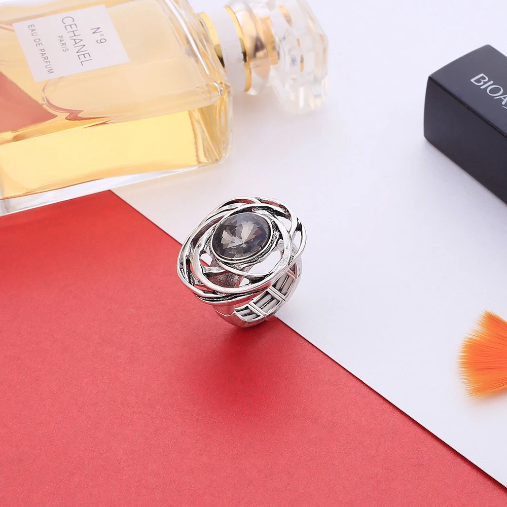 Женское Винтажное кольцо в форме розы стильное регулируемое с круглым