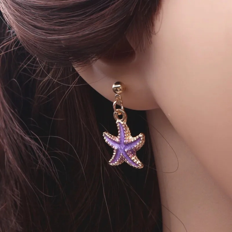 Женские серьги подвески с эмалью в форме морской звезды для самостоятельного