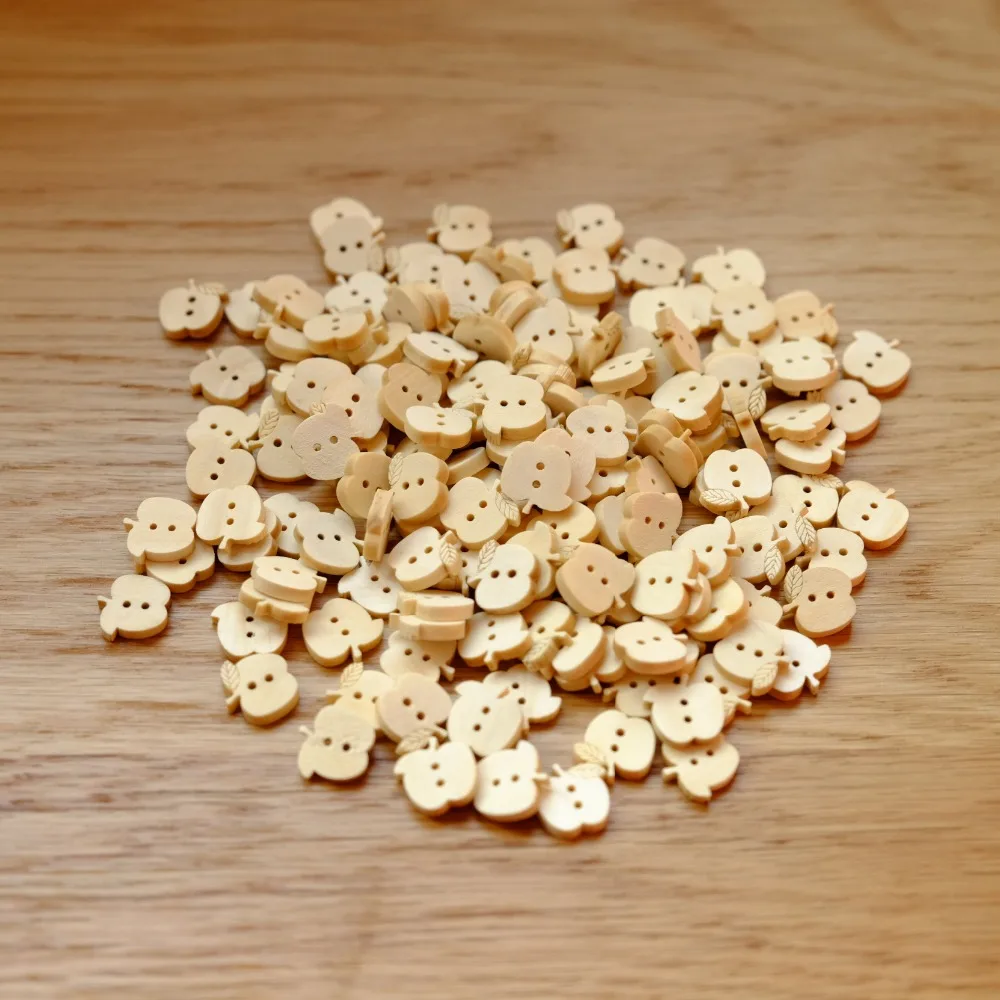 Деревянные пуговицы в форме яблока с 2 отверстиями для шитья пластиковые сделай