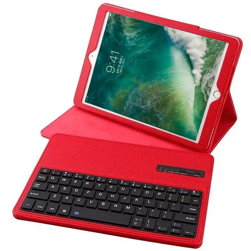Топ Съемный беспроводной Bluetooth клавиатура кожаный чехол для Apple iPad Air 1 2 Pro 9,7 iPad 9,7 Coque Capa Funda - Цвет: Красный