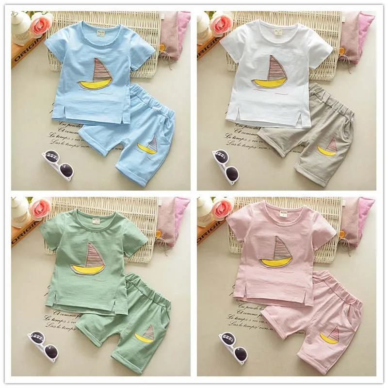 Коллекция 2019 года новые летние комплекты одежды для мальчиков модные хлопковые