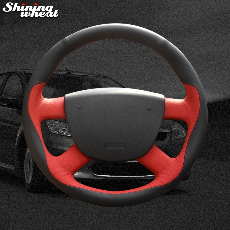 

Hand Sew Black Red Leather Black Suede Car Steering Wheel Cover for Ford Kuga 2008-2011 Focus 2 2005-2011 C-MAX 2007-2010