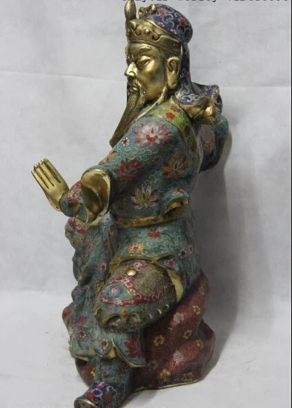 SCY China Copper Bronze Cloisonne leader Sit Dragon Guan Gong Yu warrior Statue | Дом и сад