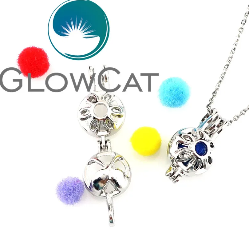 GLOWCAT R-K618 Цветок вино очки бусы Кейдж эфирное масло диффузор Oyster жемчужина клетка