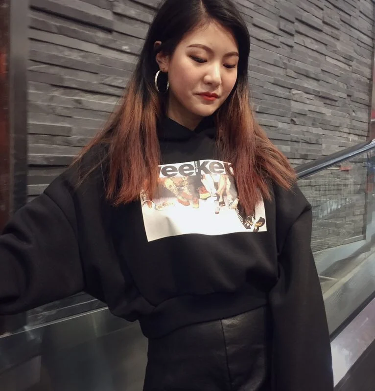 Женская толстовка с капюшоном s girl повседневная Осенняя серая длинным рукавом