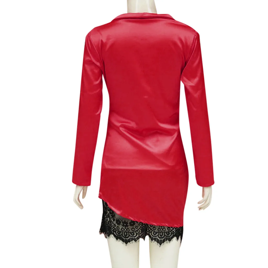 Женское кружевное платье с v образным вырезом в стиле пэчворк сексуальное