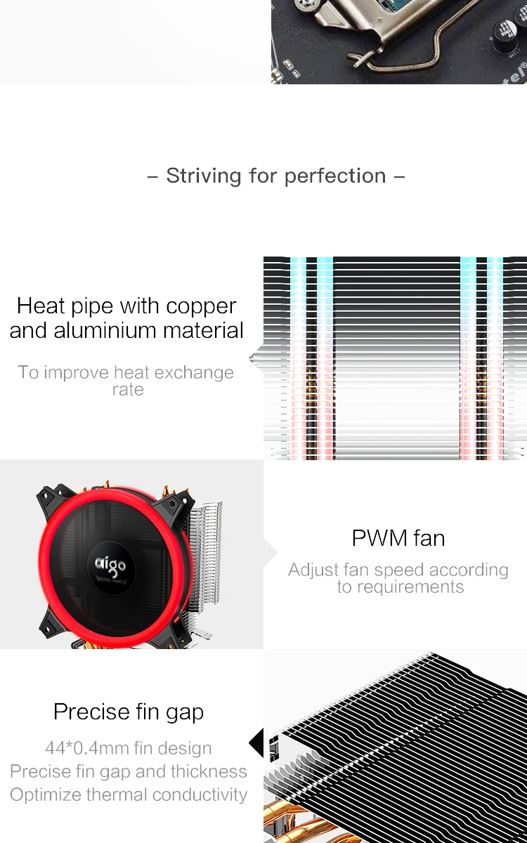 Aigo Icy E3 кулер для процессора TDP 250 Вт 4 тепловые трубки двойной PWM 4pin 120 мм двойное кольцо светодиодный вентилятор Радиатор кулер для LGA 775/115x/AM2/AM3/AM4