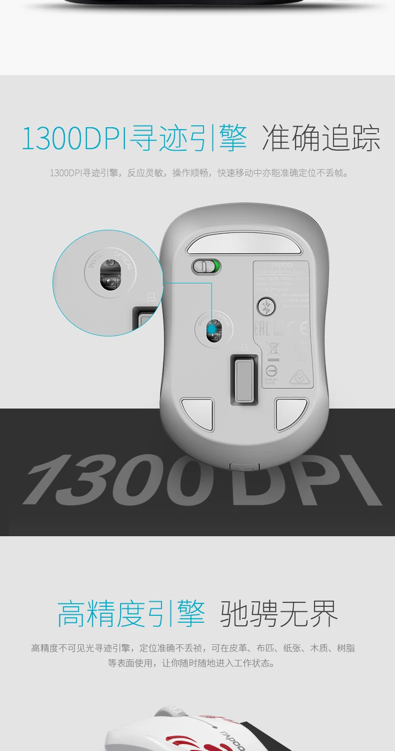Rapoo 3100 М беспроводная мышь Bluetooth 4,0 мышь 3 режима mute ноутбук Настольный