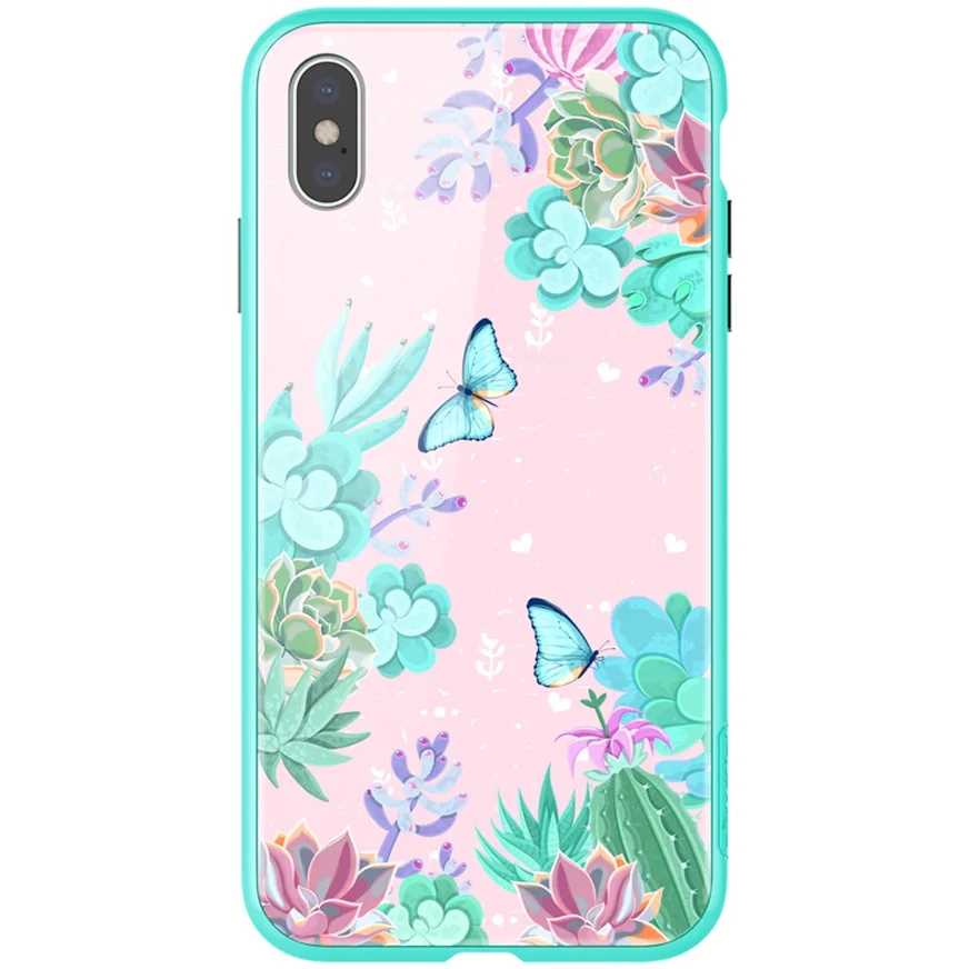 Для iPhone XS чехол для Max XR NILLKIN цветочный чехол s Жесткий ПК+ зеркало пасторальный стиль дизайн закаленное стекло задняя крышка для iPhone XS Max
