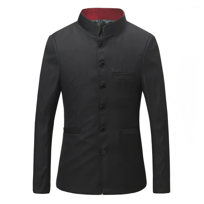 

Japanese Style Red Stand Collar School Uniform Men Slim Tunic Suit Jackets
