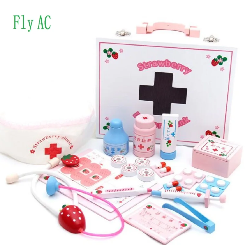 Fly AC новая деревянная форма клубники игра в доктора наборы игрушечная аптечка палатка стетоскоп игрушечные шприцы для детей