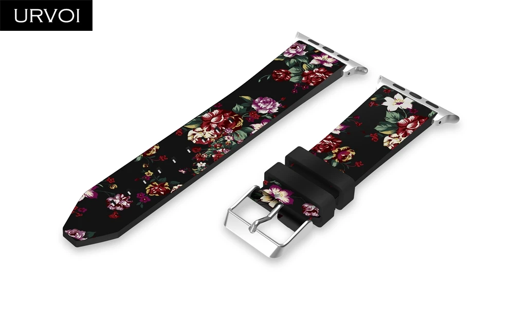 URVOI силиконовый ремешок для apple watch series 5 4 3 2 1 спортивный ремешок для iwatch с пряжкой модные декоративные цветы удобные ощущения