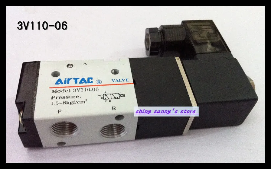 

1Pcs 3V110-06 AC110V 3Port 2Position 1/8" BSP Single Solenoid Pneumatic Air Valve