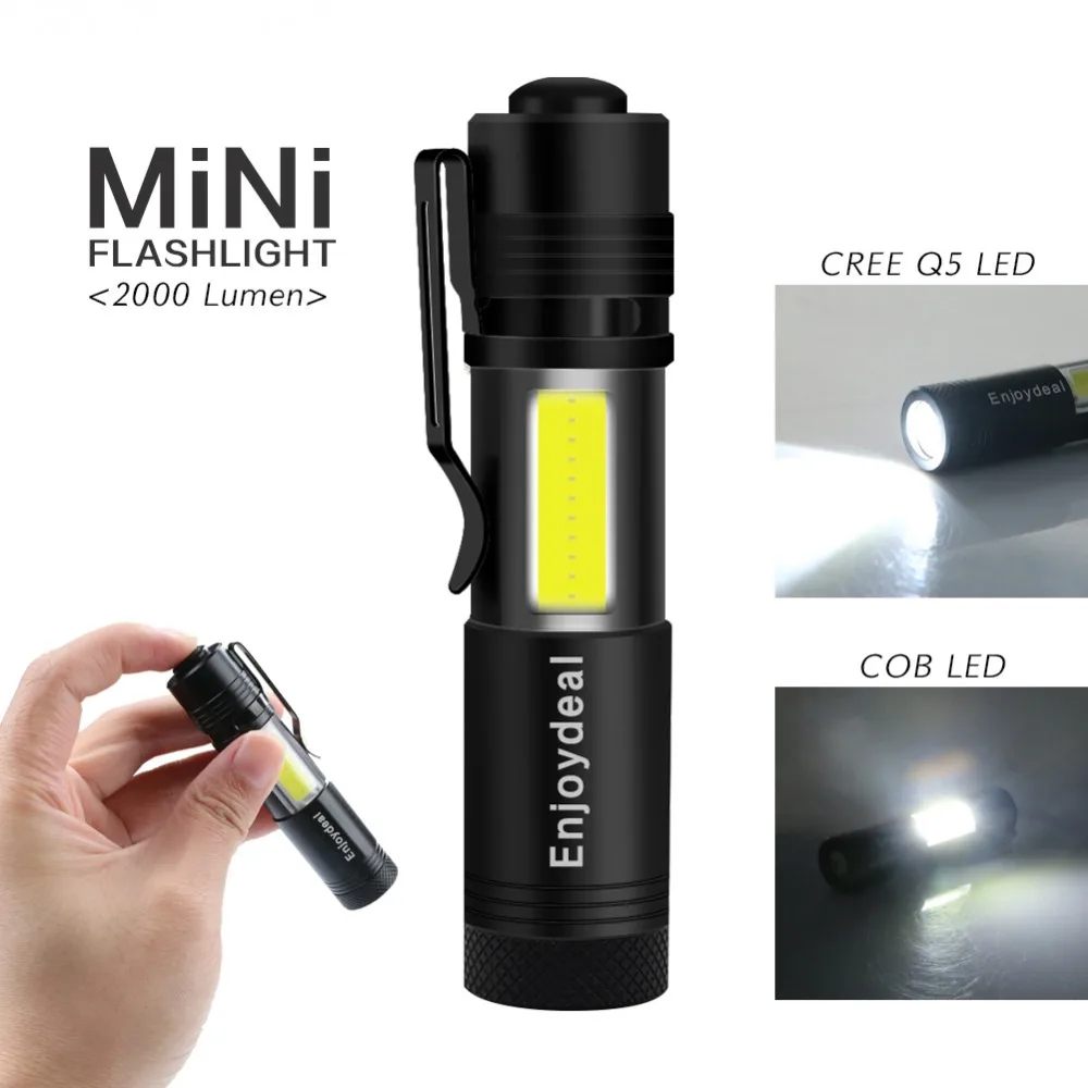 2000 люменов фонарик Ежедневный Водонепроницаемый Q5 LED + COB светодиодный лампа Penlight