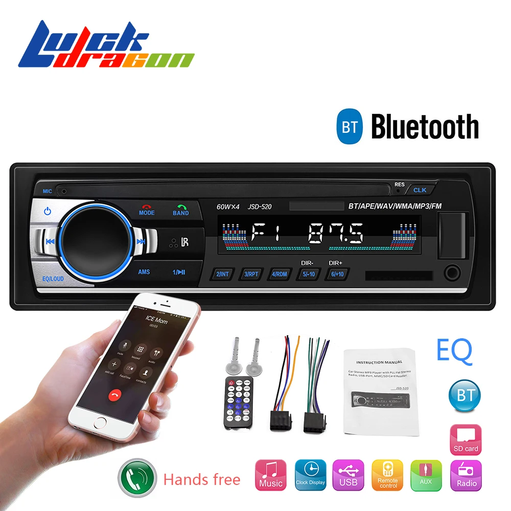 Автомагнитола Bluetooth Handsfree автомобильный аудио сабвуфер автомобильный аудио FM MP3 плеер Зарядное устройство USB/SD/AUX автомобильный стерео пульт дистанционного управления