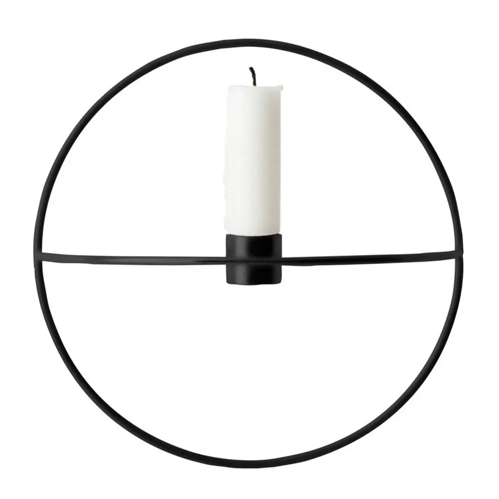 29CM black 19 см 29 см круглый металлический подсвечник настенный подвесной подсвечник большая Подсвечник чайный светильник аксессуары для дома - Цвет: 29CM black