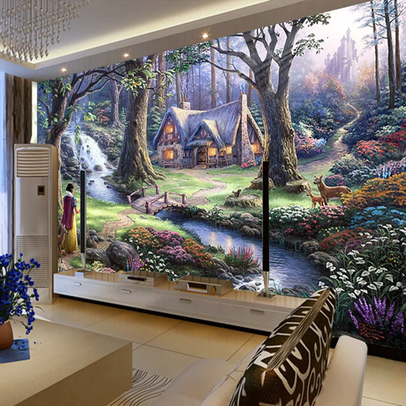 Настенные обои Bacaz Nature Dreamy замок в лесу большие 8d/3D для детской комнаты 3d