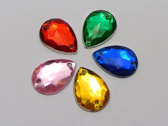 200pcs Mixed Color Acrylic Rhinestone 13X18mm Teardrop Flatback Sewing Button Sew beads jewelry diy Accessories Decorative | Дом и сад